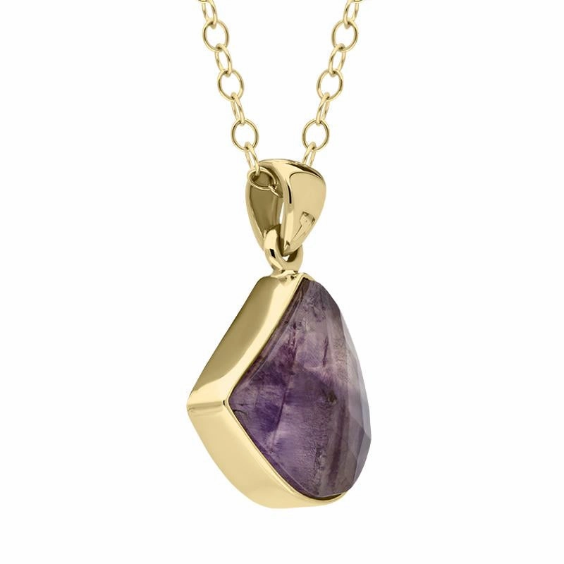 18ct Yellow Gold Blue John Faceted Half Oval Necklace