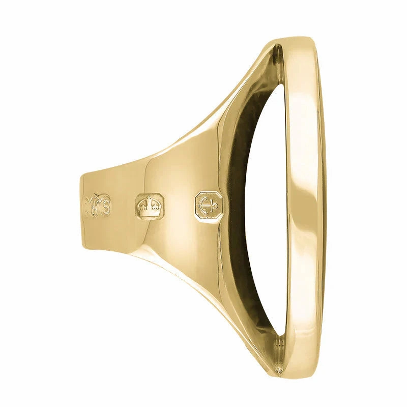18ct Yellow Gold Blue John King's Coronation Hallmark Large Round Ring D
