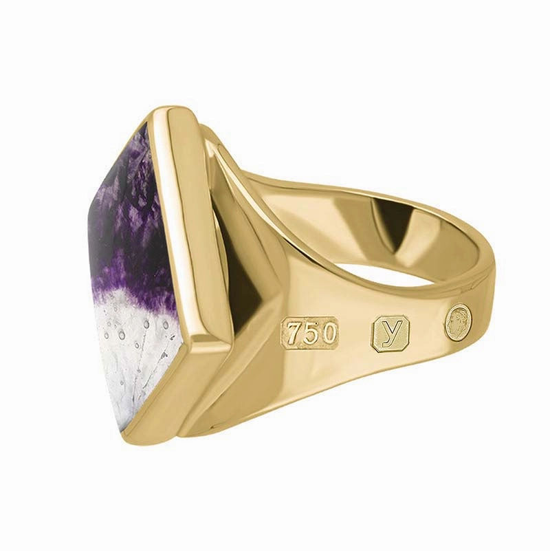 18ct Yellow Gold Blue John King's Coronation Hallmark Small Rhombus Ring D