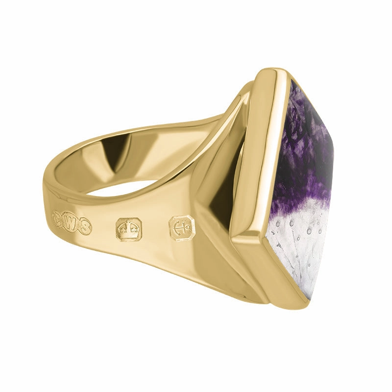 18ct Yellow Gold Blue John King's Coronation Hallmark Small Rhombus Ring D