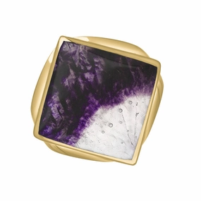 18ct Yellow Gold Blue John King's Coronation Hallmark Small Rhombus Ring D