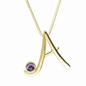 18ct Yellow Gold Blue John Love Letters Initial A Necklace