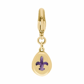 18ct Yellow Gold Blue John Pear Shaped Fleur De Lis Clip Charm