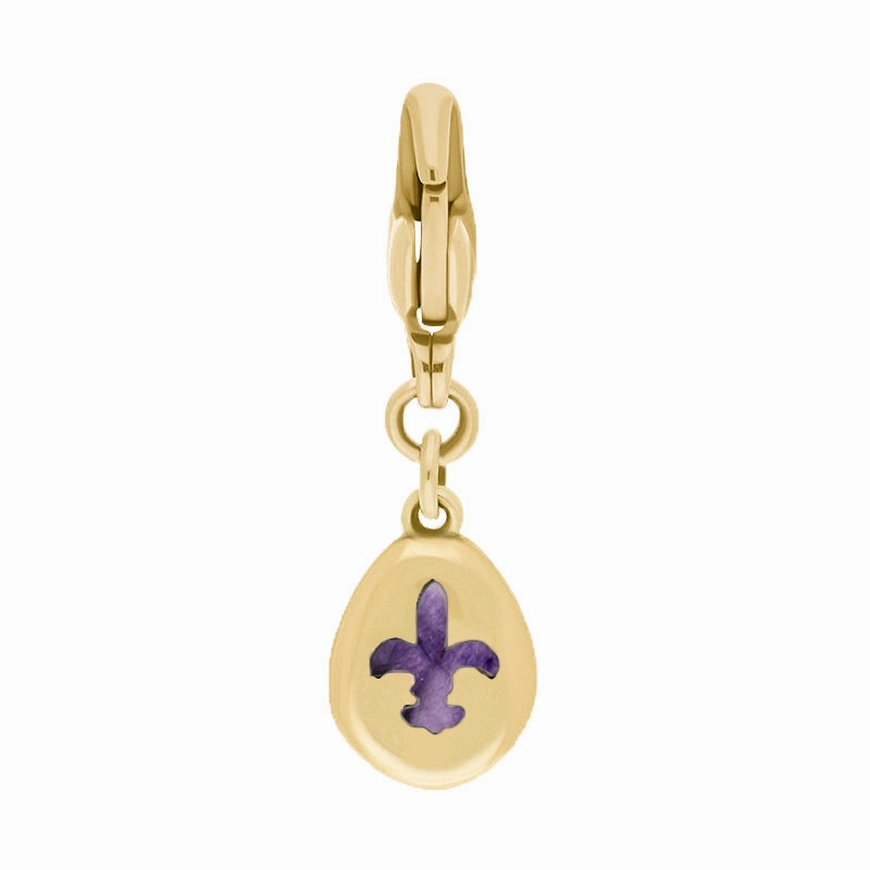 18ct Yellow Gold Blue John Pear Shaped Fleur De Lis Clip Charm