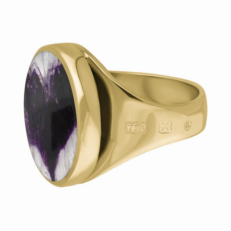 18ct Yellow Gold Blue John Queen's Jubilee Hallmark Small Round Ring D