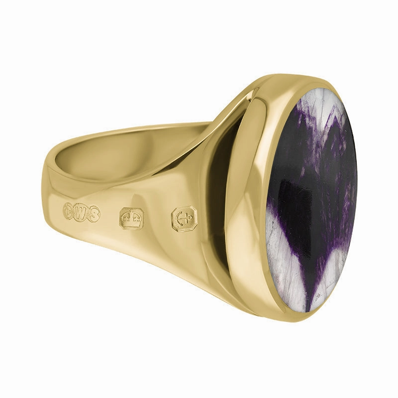18ct Yellow Gold Blue John Queen's Jubilee Hallmark Small Round Ring D