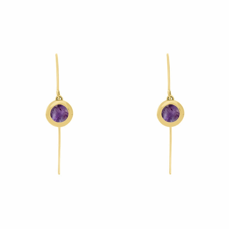 18ct Yellow Gold Blue John Star Disc Drop Earrings