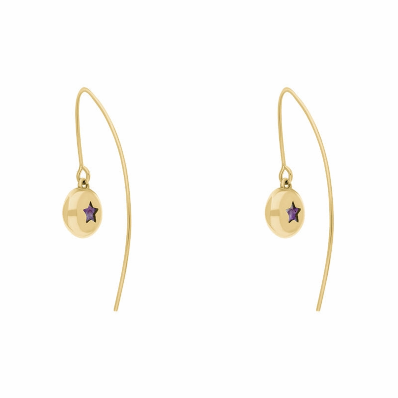18ct Yellow Gold Blue John Star Disc Drop Earrings