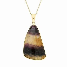 18ct Yellow Gold Blue John Unique Triangle Necklace D