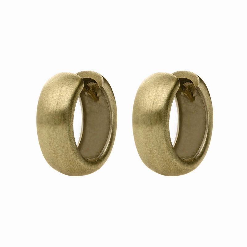 18ct Yellow Gold Chunky Satin Hoop Earrings