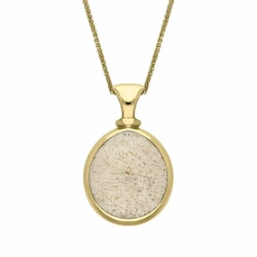 18ct Yellow Gold Coquina Larimar Small Double Sided Pear Fob Necklace