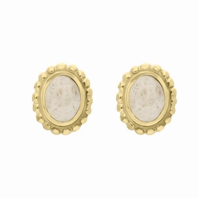 18ct Yellow Gold Coquina Oval Bobble Edge Stud Earrings