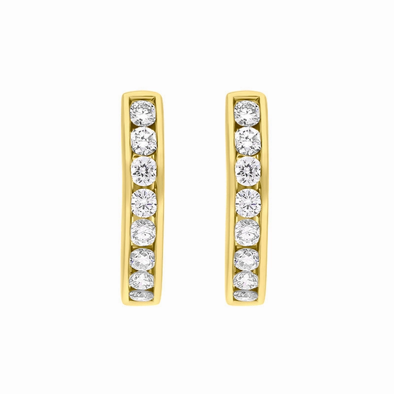 18ct Yellow Gold Diamond 0.24ct Channel Set Hoop Earrings