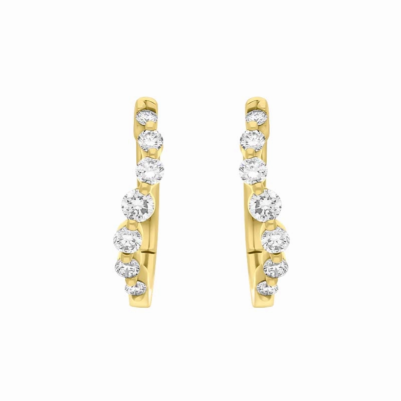 18ct Yellow Gold Diamond 0.32ct Claw Set Hoop Earrings