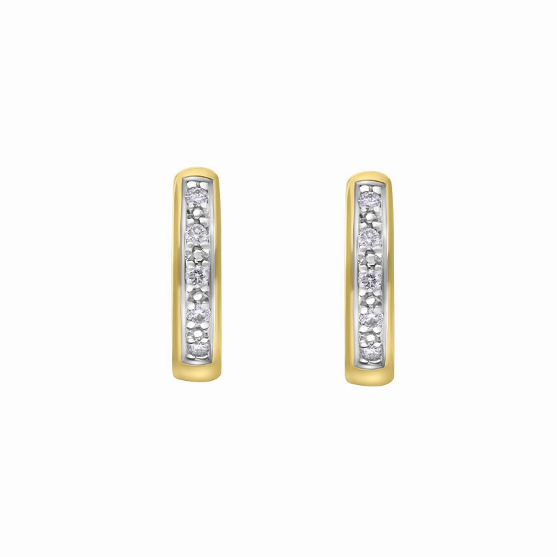 18ct Yellow Gold Diamond 10mm Domed Hoop Earrings