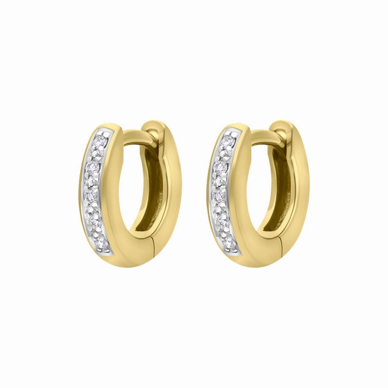 18ct Yellow Gold Diamond 10mm Domed Hoop Earrings