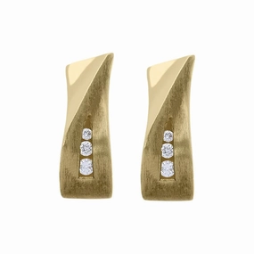 18ct Yellow Gold Diamond Brilliant Cut Shaped Hoop Earrings