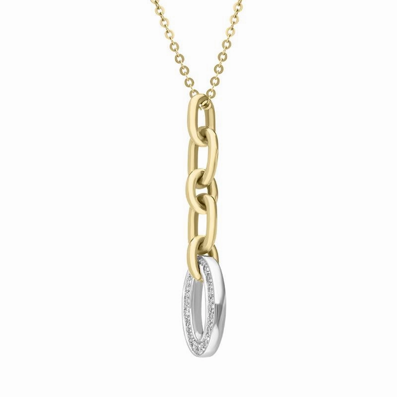 18ct Yellow Gold Diamond Chain Link Drop Necklace