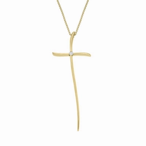 18ct Yellow Gold Diamond Cross Necklace