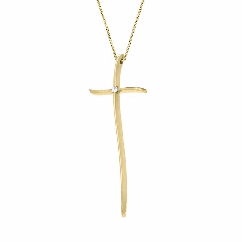 18ct Yellow Gold Diamond Cross Necklace