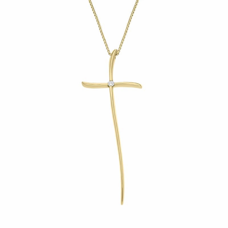 18ct Yellow Gold Diamond Cross Necklace