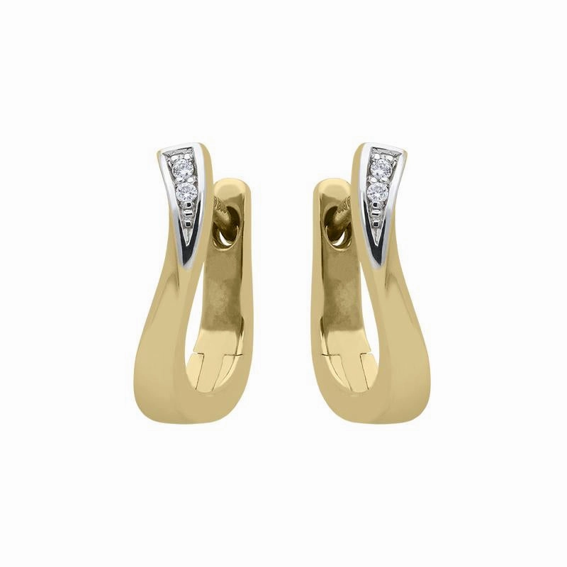 18ct Yellow Gold Diamond Curved Hoop Earrings