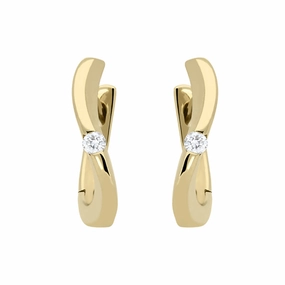 18ct Yellow Gold Diamond Curved Hoop Earrings