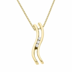 18ct Yellow Gold Diamond Double Wave Necklace