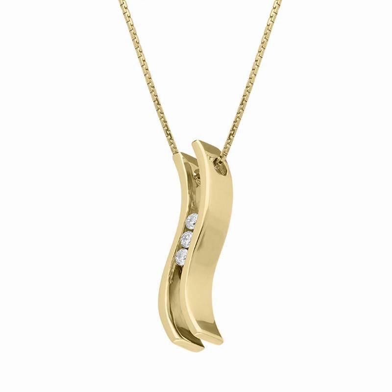 18ct Yellow Gold Diamond Double Wave Necklace
