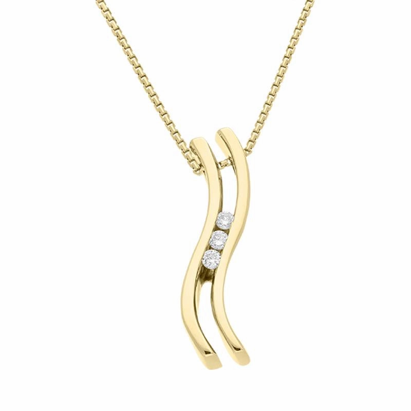 18ct Yellow Gold Diamond Double Wave Necklace