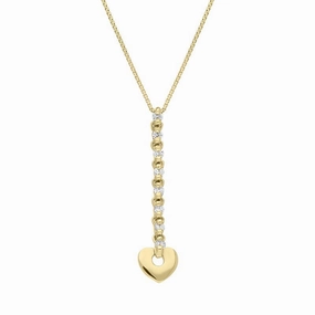 18ct Yellow Gold Diamond Heart Drop Necklace