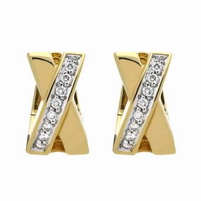 18ct Yellow Gold Diamond Hinged Hoop Earrings