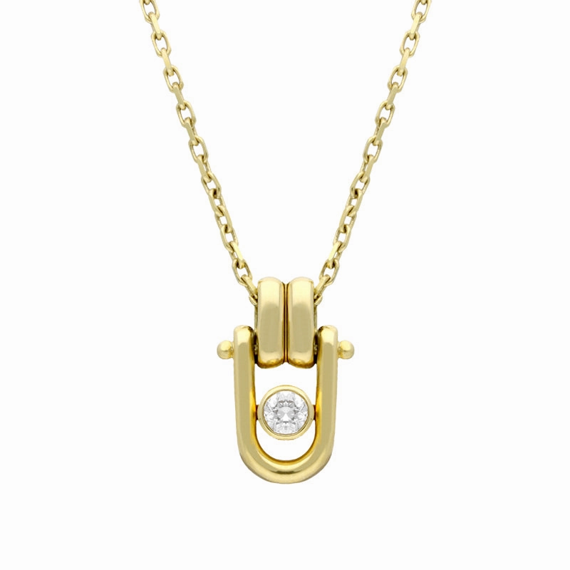 18ct Yellow Gold Diamond Link Top Necklace