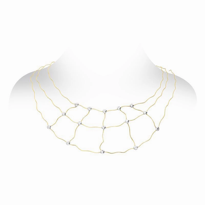 18ct Yellow Gold Diamond Open Wave Necklet D