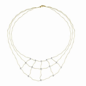 18ct Yellow Gold Diamond Open Wave Necklet D