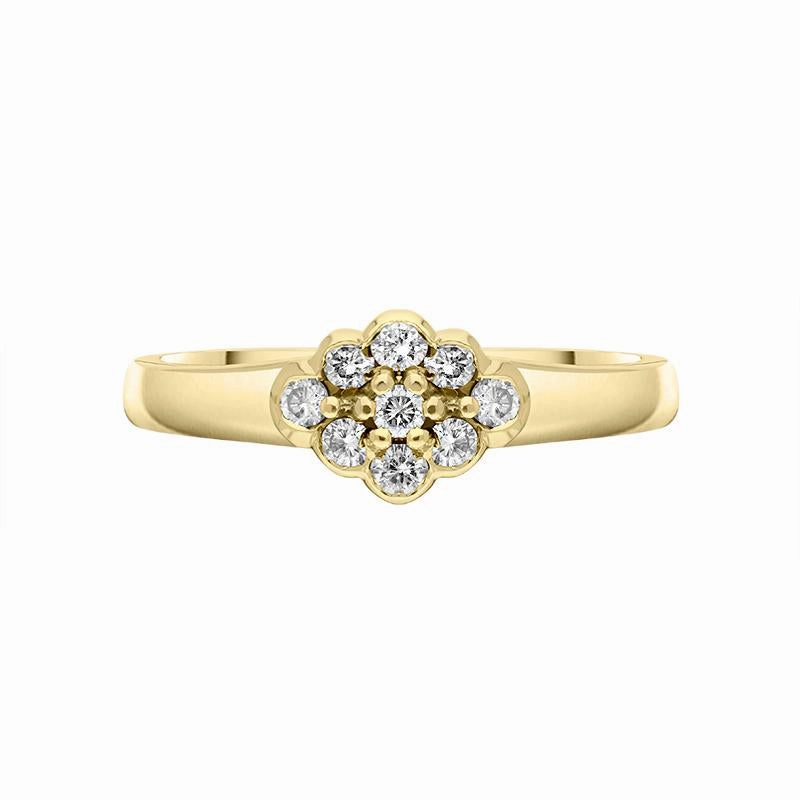 18ct Yellow Gold Diamond Rhombus Shape Cluster Style Ring