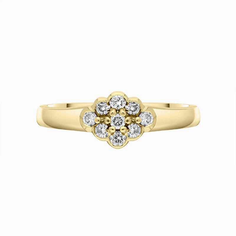 18ct Yellow Gold Diamond Rhombus Shape Cluster Style Ring
