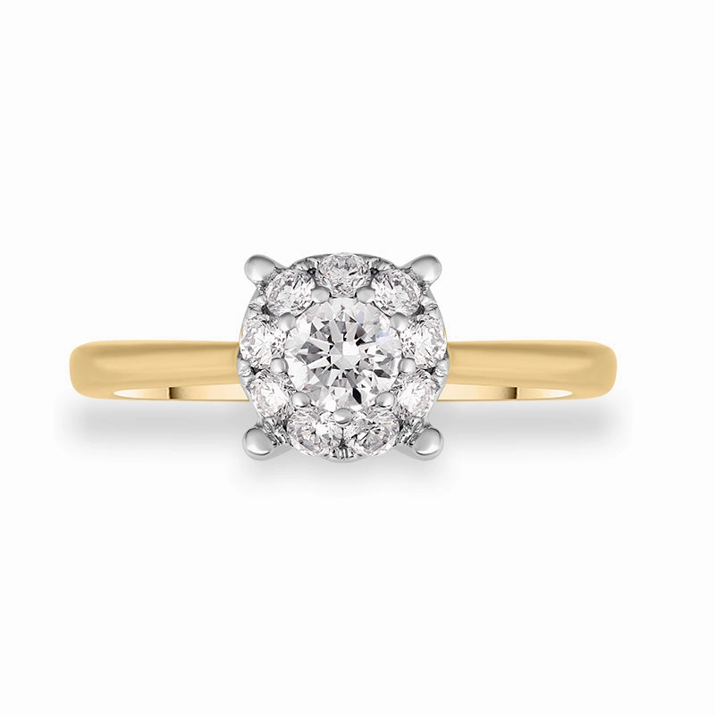 18ct Yellow Gold Diamond Round Brilliant Cut Cluster Ring