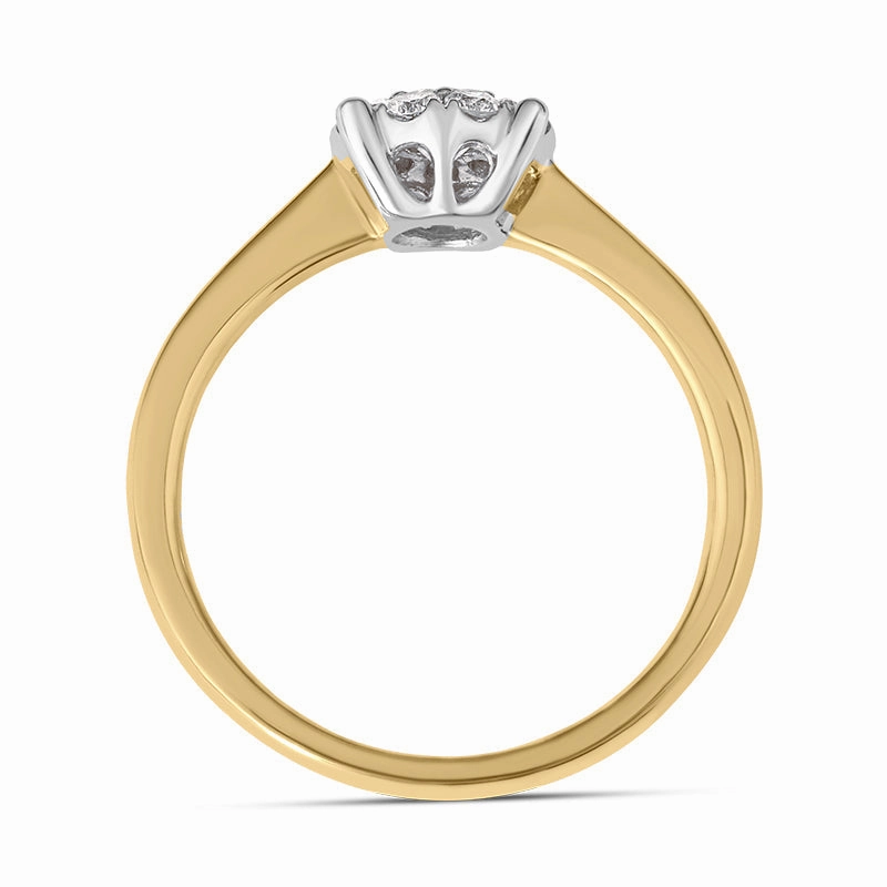 18ct Yellow Gold Diamond Round Brilliant Cut Cluster Ring