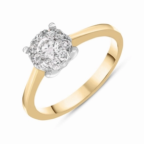 18ct Yellow Gold Diamond Round Brilliant Cut Cluster Ring