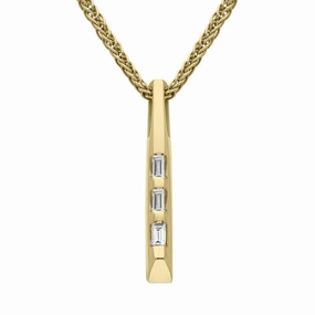 18ct Yellow Gold Diamond Set Baguette Bar Necklace