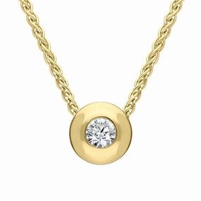 18ct Yellow Gold Diamond Set Solitaire Necklace