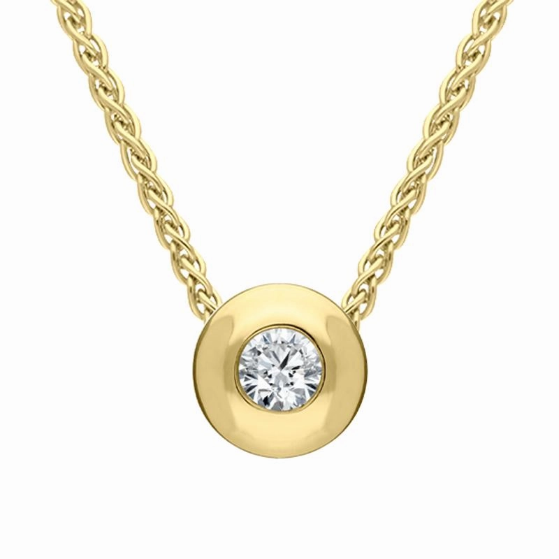 18ct Yellow Gold Diamond Set Solitaire Necklace
