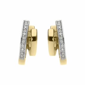 18ct Yellow Gold Diamond Shaped Hoop Earrings