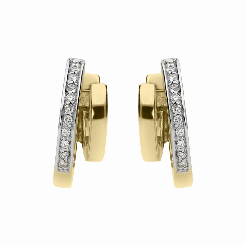 18ct Yellow Gold Diamond Shaped Hoop Earrings