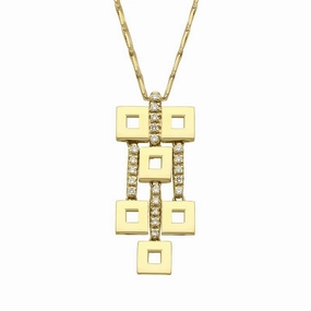 18ct Yellow Gold Diamond Square Necklace