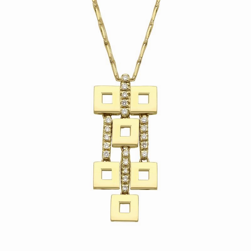 18ct Yellow Gold Diamond Square Necklace