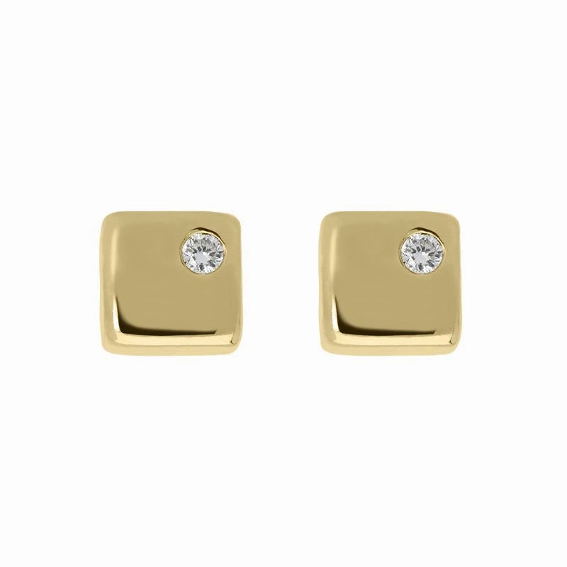 18ct Yellow Gold Diamond Square Stud Earrings