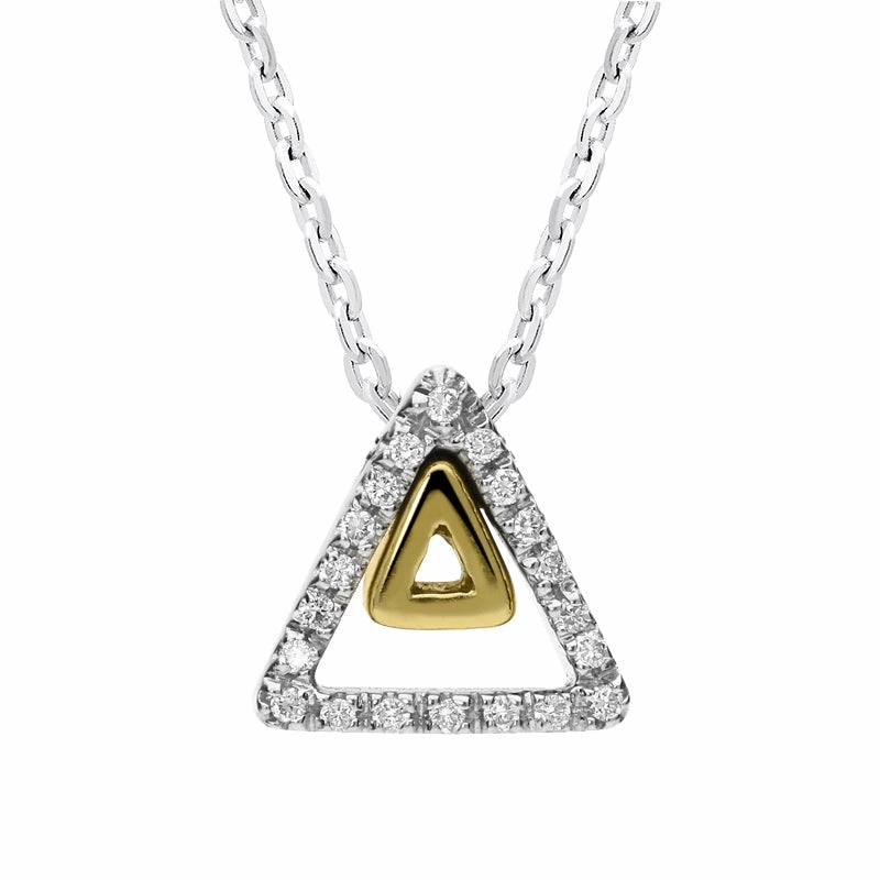 18ct Yellow Gold Diamond Triangle Necklace