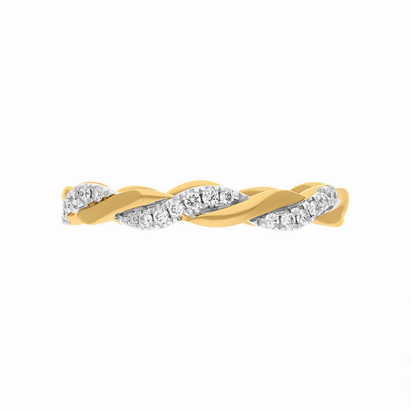 18ct Yellow Gold Diamond Twisted Band Ring